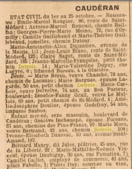 Journal Quotidien de la République Nouvelle édition de Bordeaux du 30 octobre 1900 chemin detrois