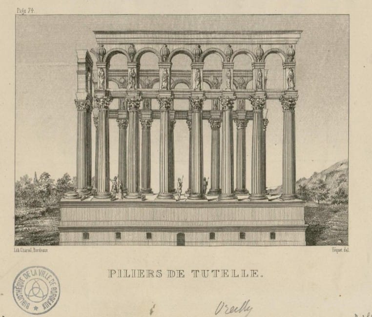les Piliers de Tutelle, Estampe De Chariol - 19ème Siècle