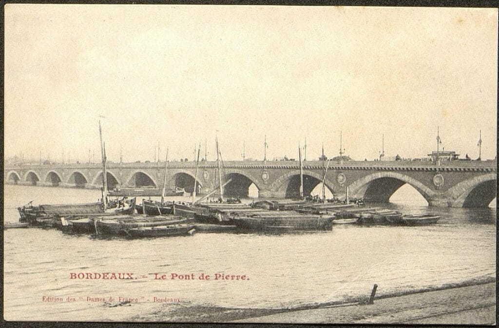 XIXème Siècle - vue du Pont de Pierre à Bordeaux