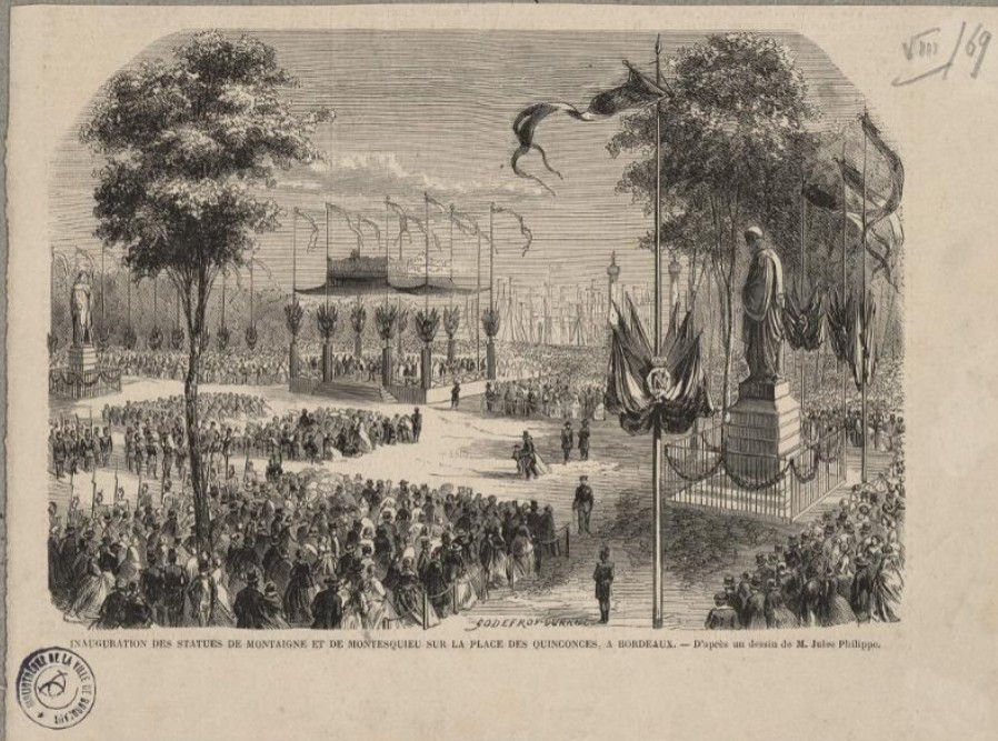 Place des Quinconces - 1858 - Inauguration statues de Montaigne et Montesquieu