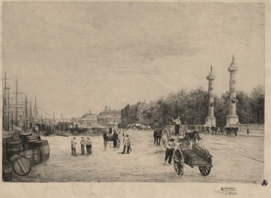 Place des Quinconces - XIXème siècle - Vue des quais