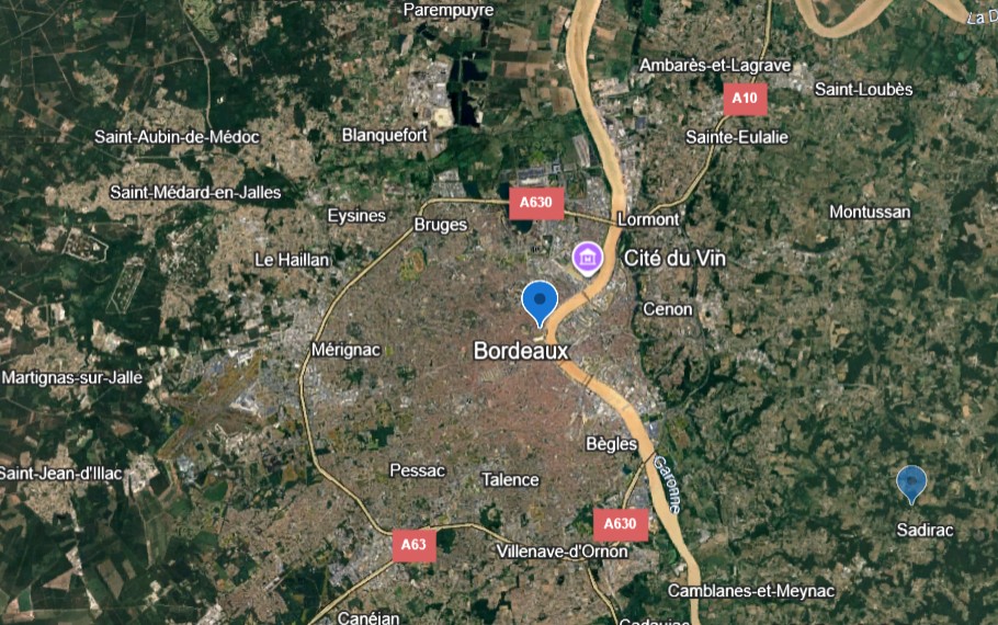 Place des Quinconces vue par Google Earth