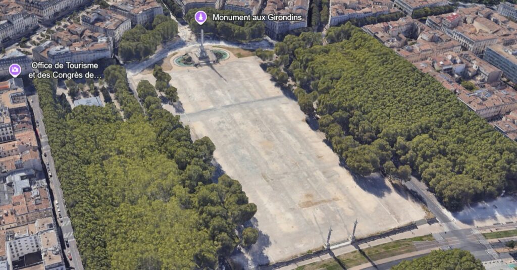 Place des Quinconces vue par Google Earth