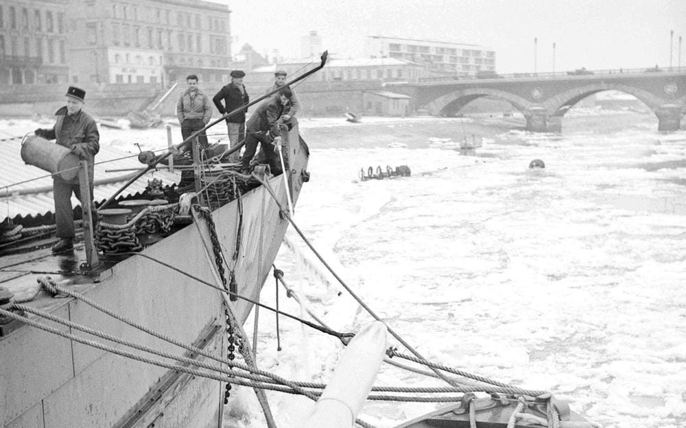 Garonne gelée à Bordeaux 1956