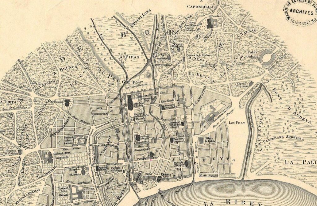 Plan de Bordeaux 1100 - Source Archives Bordeaux Métopole