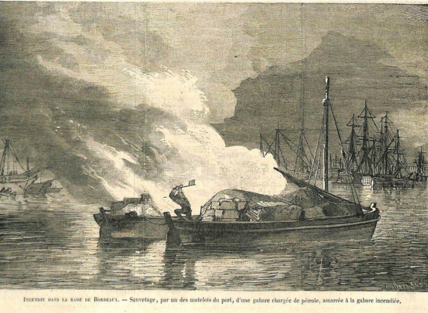 incendie port de bordeaux 1869 - Source Archéo Sous Marine
