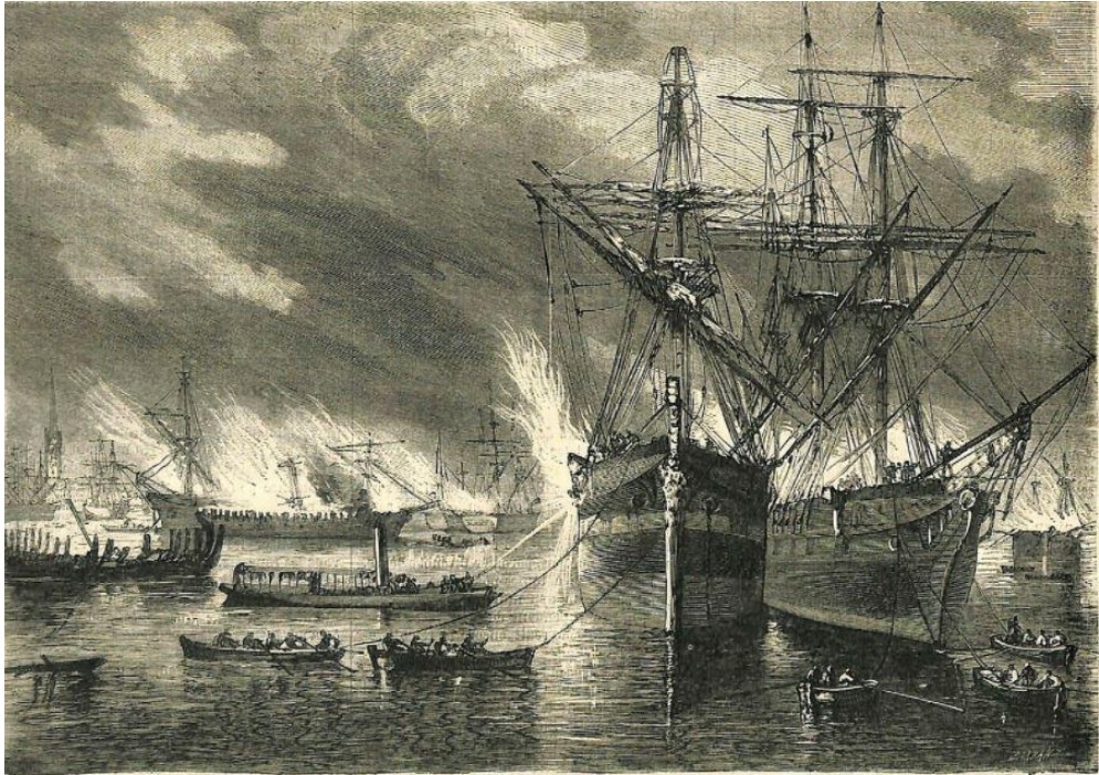 incendie port de bordeaux 1869 - Source Musée des Beaux Arts