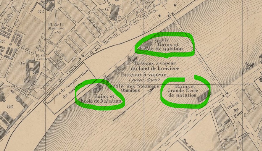 Bains de Bordeaux sur les quais - 1880 - Source BNF