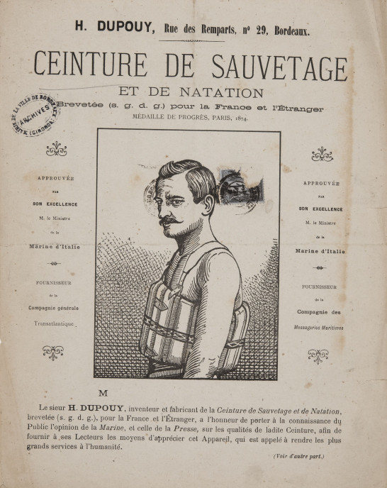 Bains de Bordeaux - Affiche Ceinture de Sauvetage - Source : https://archives.bordeaux-metropole.fr/