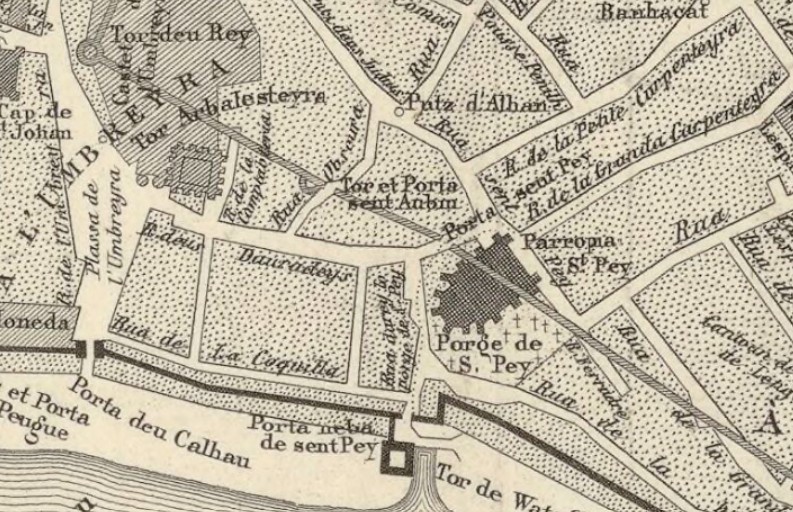 Rue de la Vache Bordeaux - Source Plan de Drouyn 1450 - BnF