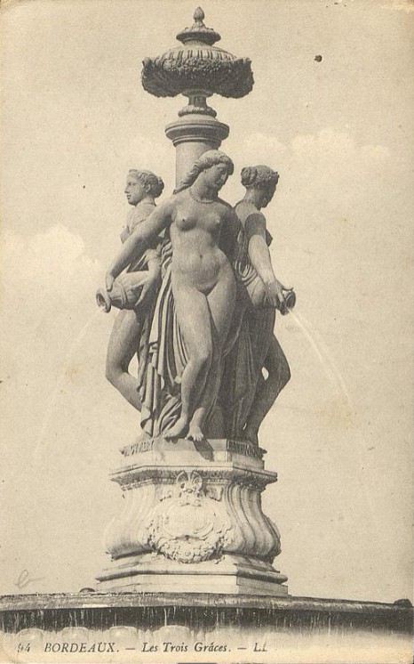 Fontaine des 3 Grâces - Bordeaux - Carte Postale 1900 - https://selene.bordeaux.fr/