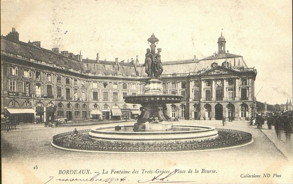 Fontaine des 3 Grâces - Bordeaux - Carte Postale 1900 - https://selene.bordeaux.fr/