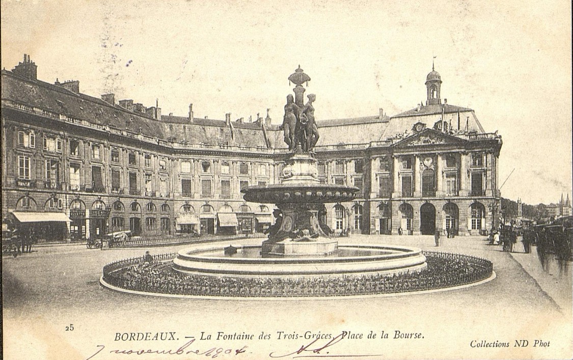 Fontaine des 3 Grâces - Bordeaux - Carte Postale 1900 - https://selene.bordeaux.fr/