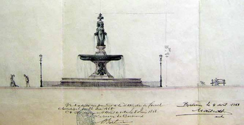 Fontaine des 3 Grâces - Bordeaux - Vue Longitudinale - https://www.societe-archeologique-bordeaux.fr/