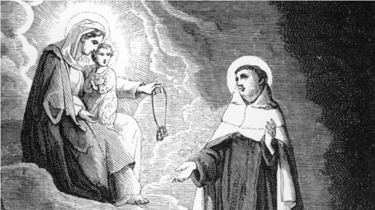 Scapulaire Bordeaux - Simon Stock et la vierge Marie